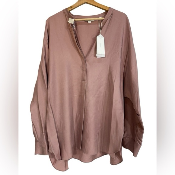 Vince Taupe Silk Women's Blouse - Picture 1 of 12